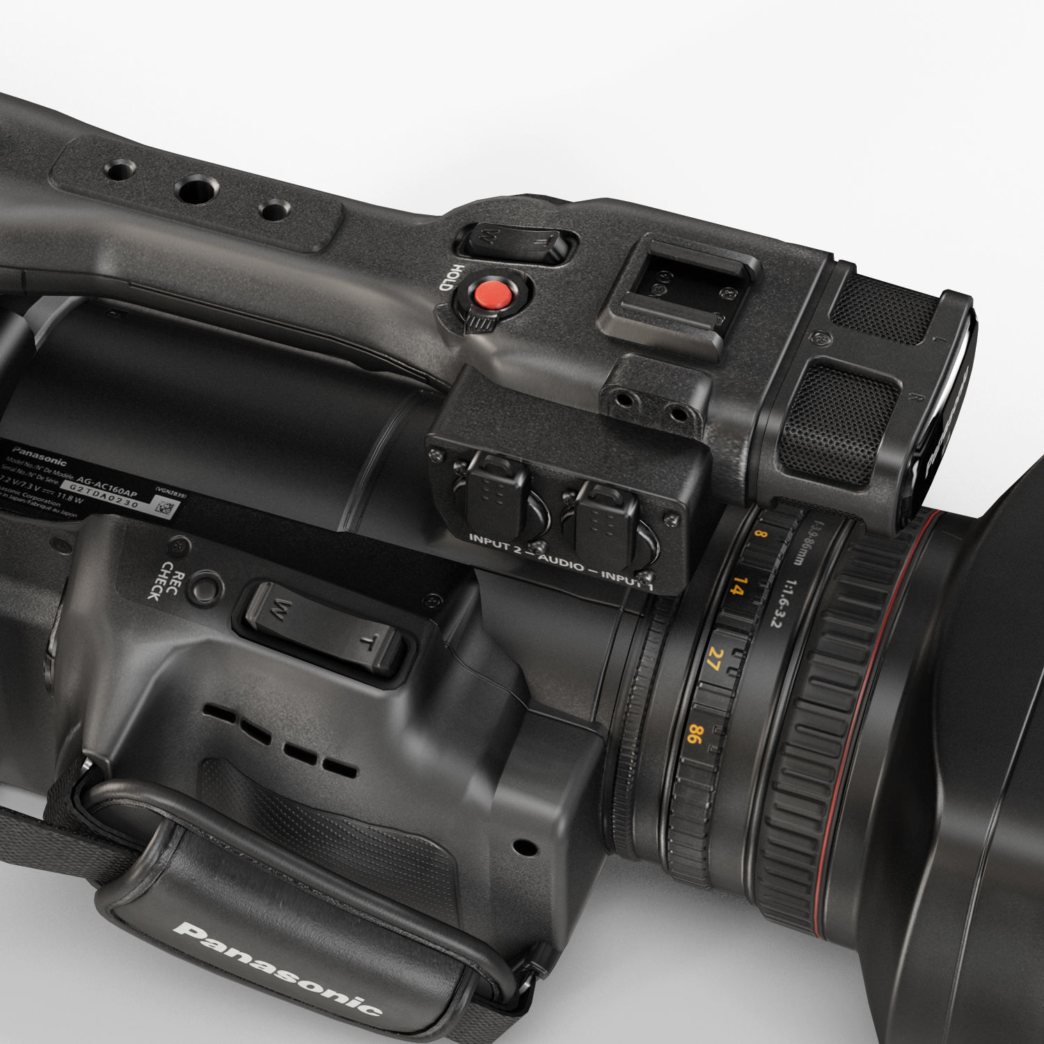 Panasonic AG-AC160A AVCCAM Series professional camcorder Low-poly 3D model_14