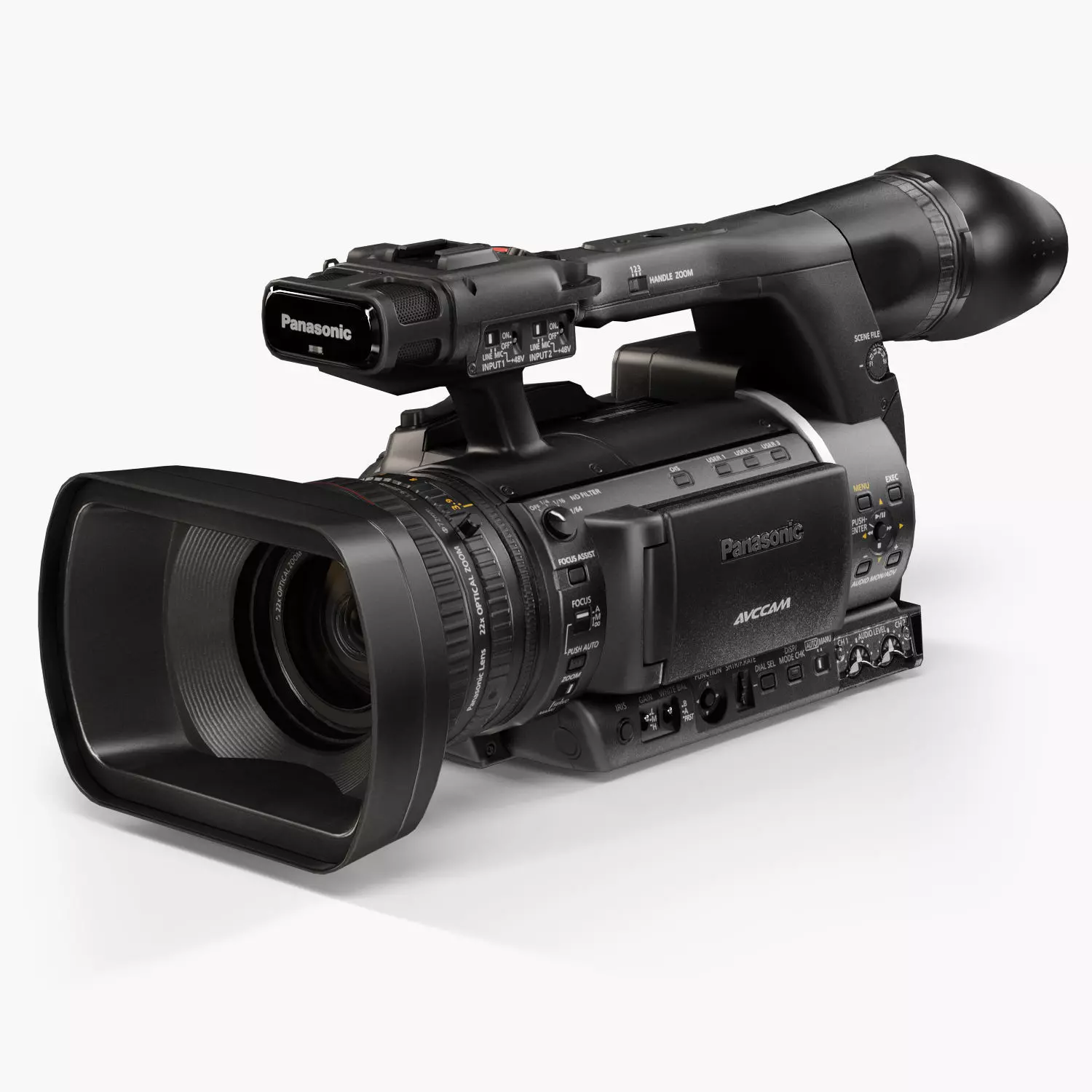 Panasonic AG-AC160A AVCCAM Series professional camcorder Low-poly 3D model_0