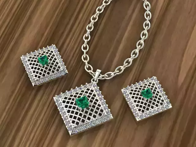 beautiful square shape pendant set Locket Set