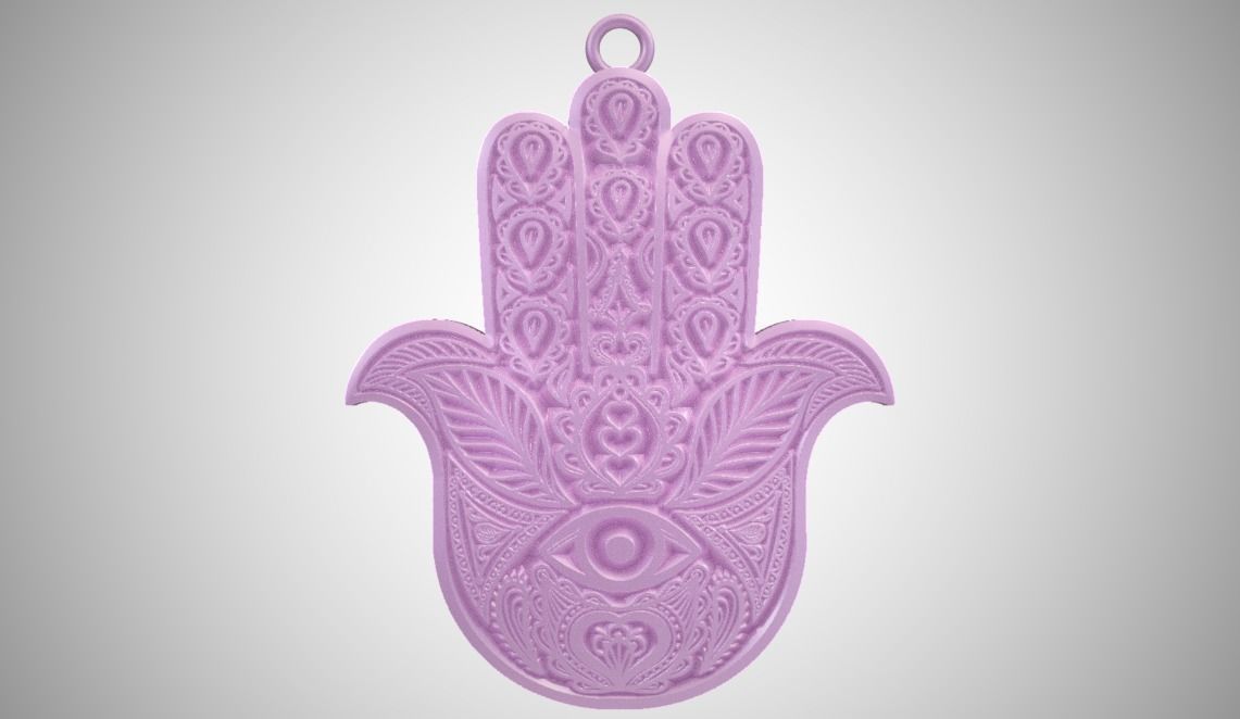 Hamsa Hand Necklace  3D print model_1