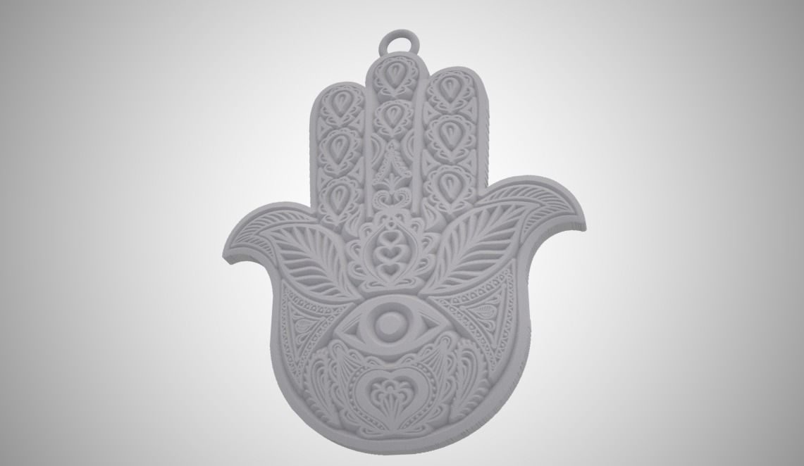 Hamsa Hand Necklace  3D print model_6