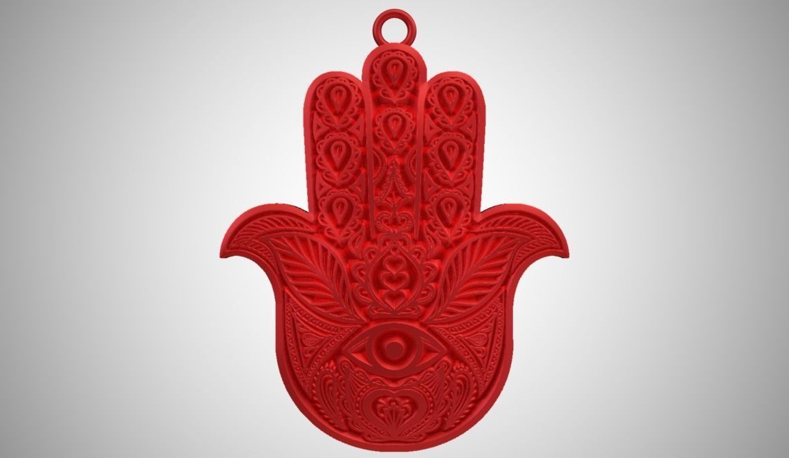 Hamsa Hand Necklace  3D print model_5