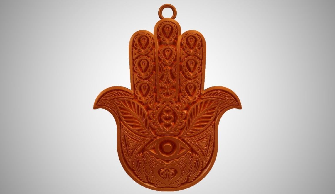 Hamsa Hand Necklace  3D print model_2