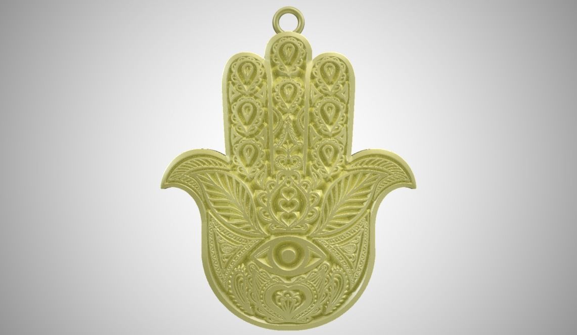 Hamsa Hand Necklace  3D print model_4