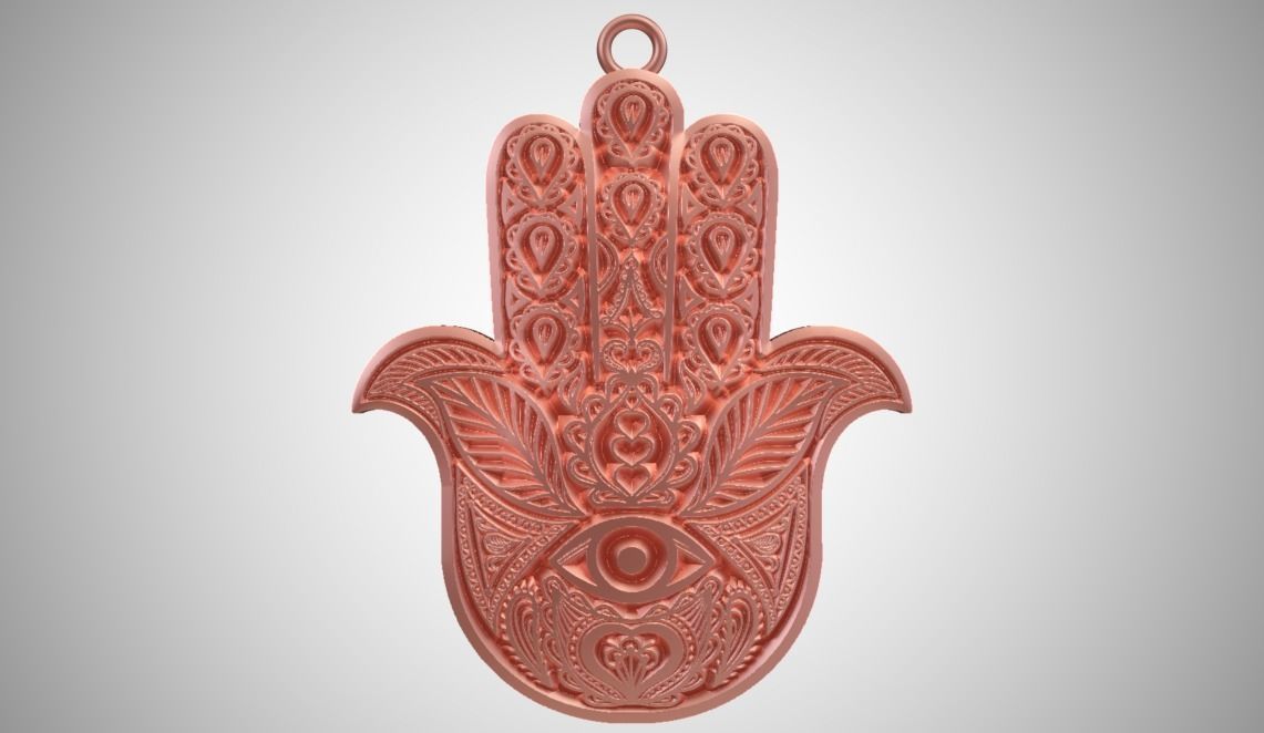 Hamsa Hand Necklace  3D print model_3