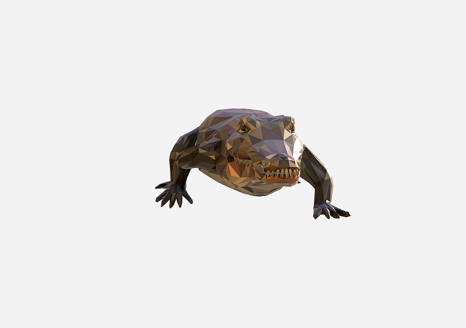 Animated Animal Low Poly Art Crocodile Reptile Low-poly 3D model_20