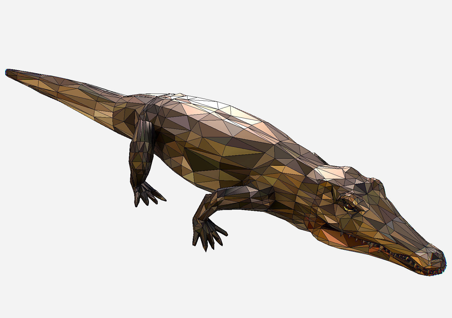 Animated Animal Low Poly Art Crocodile Reptile Low-poly 3D model_26