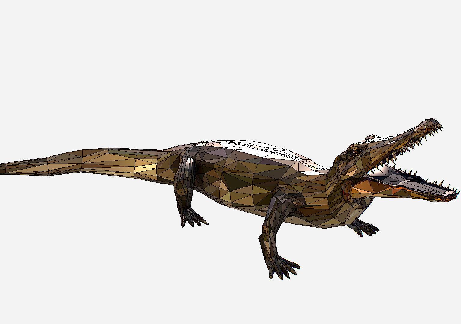 Animated Animal Low Poly Art Crocodile Reptile Low-poly 3D model_33