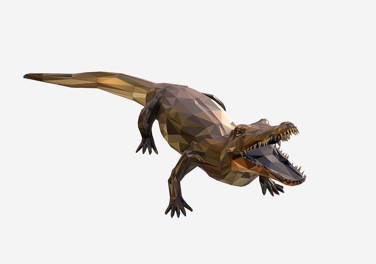 Animated Animal Low Poly Art Crocodile Reptile Low-poly 3D model_8