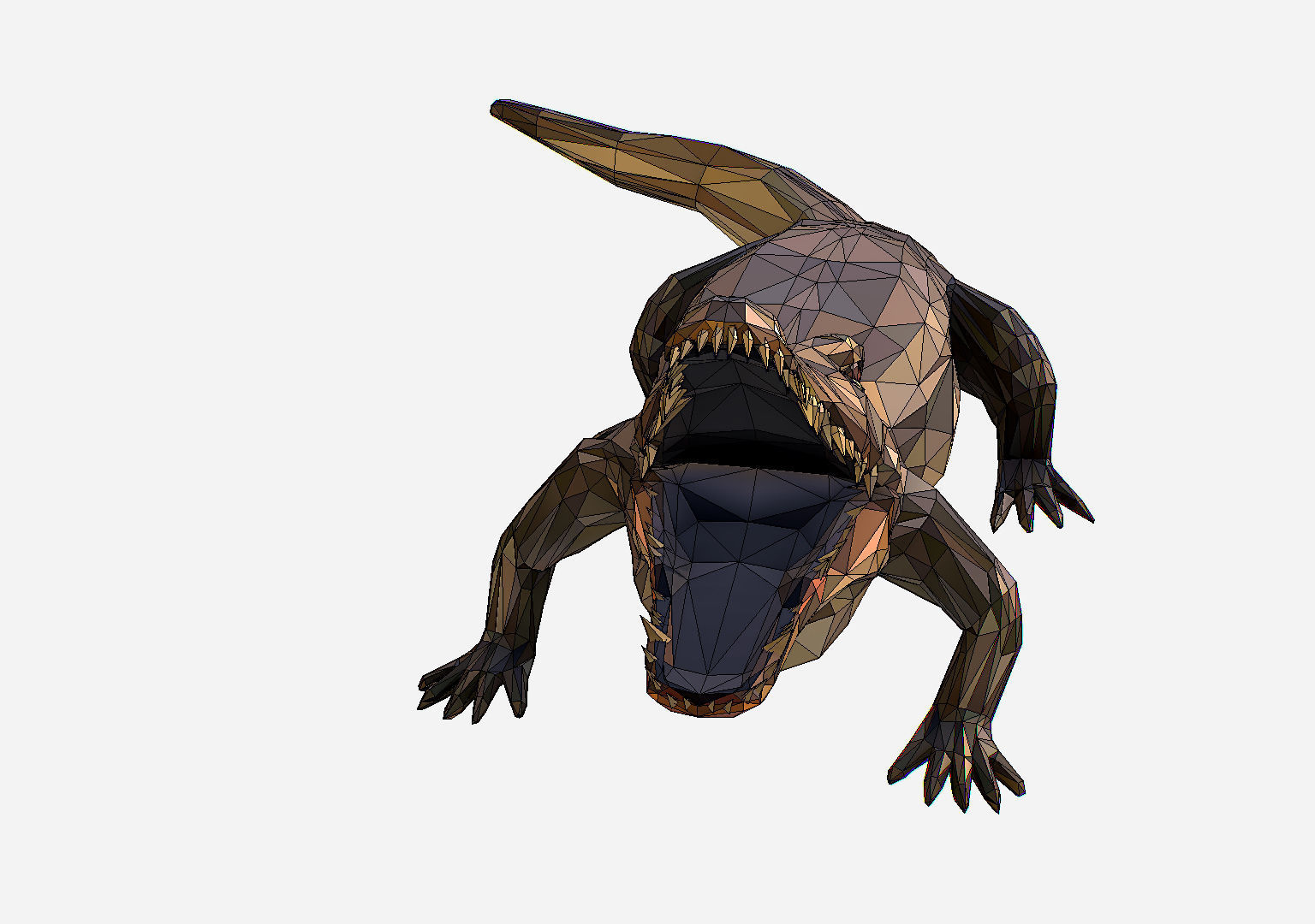 Animated Animal Low Poly Art Crocodile Reptile Low-poly 3D model_29