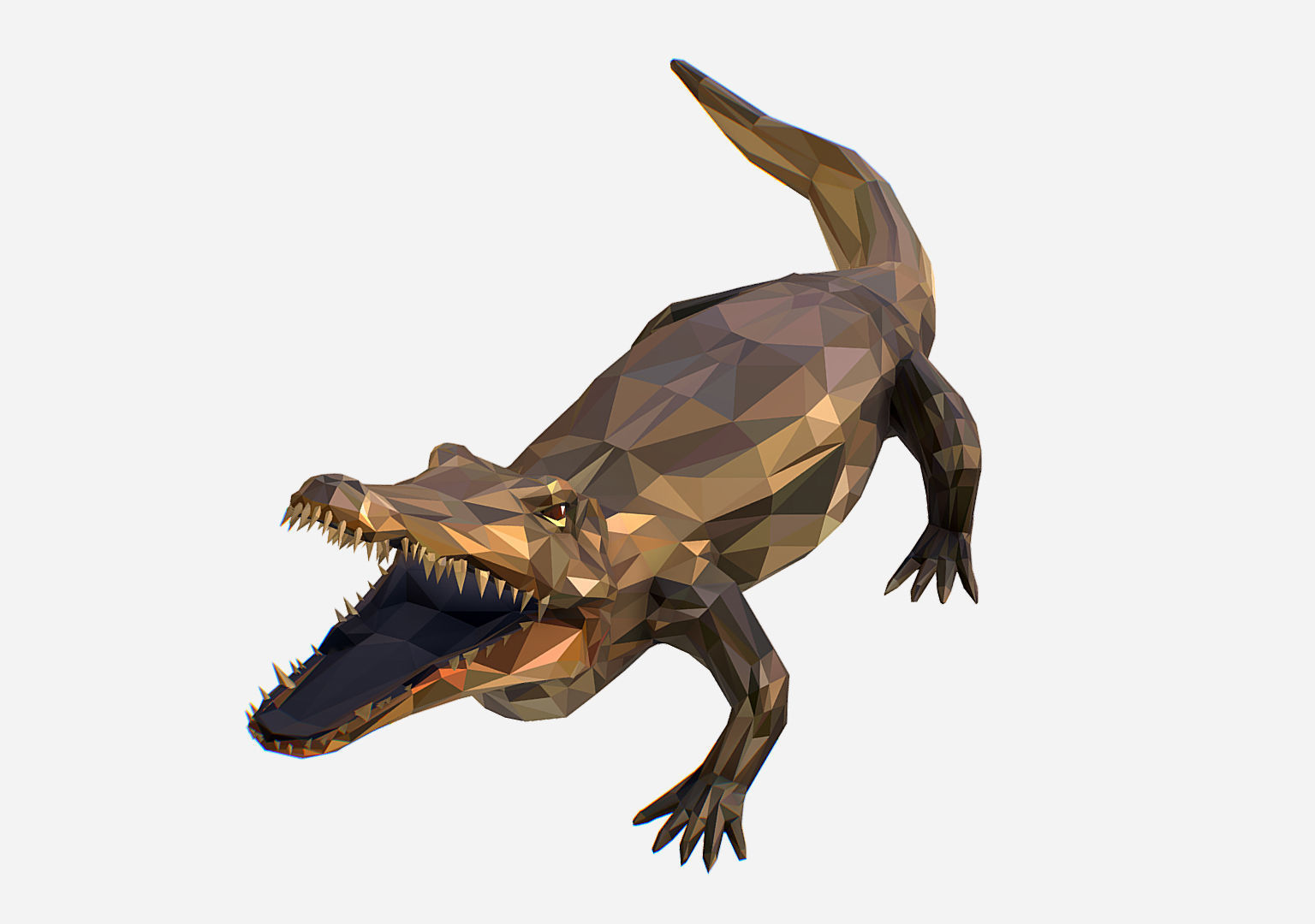 Animated Animal Low Poly Art Crocodile Reptile Low-poly 3D model_5