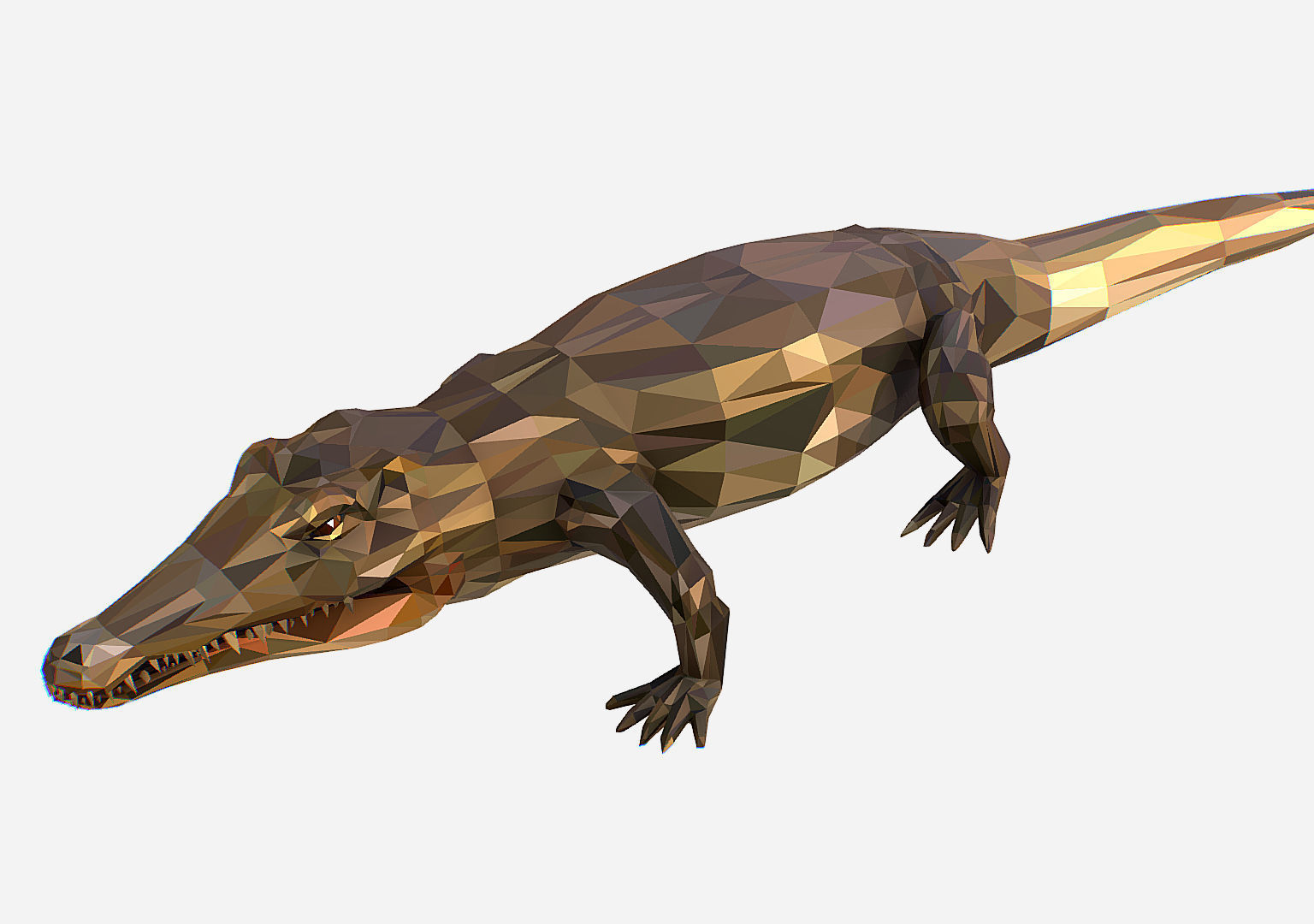 Animated Animal Low Poly Art Crocodile Reptile Low-poly 3D model_15