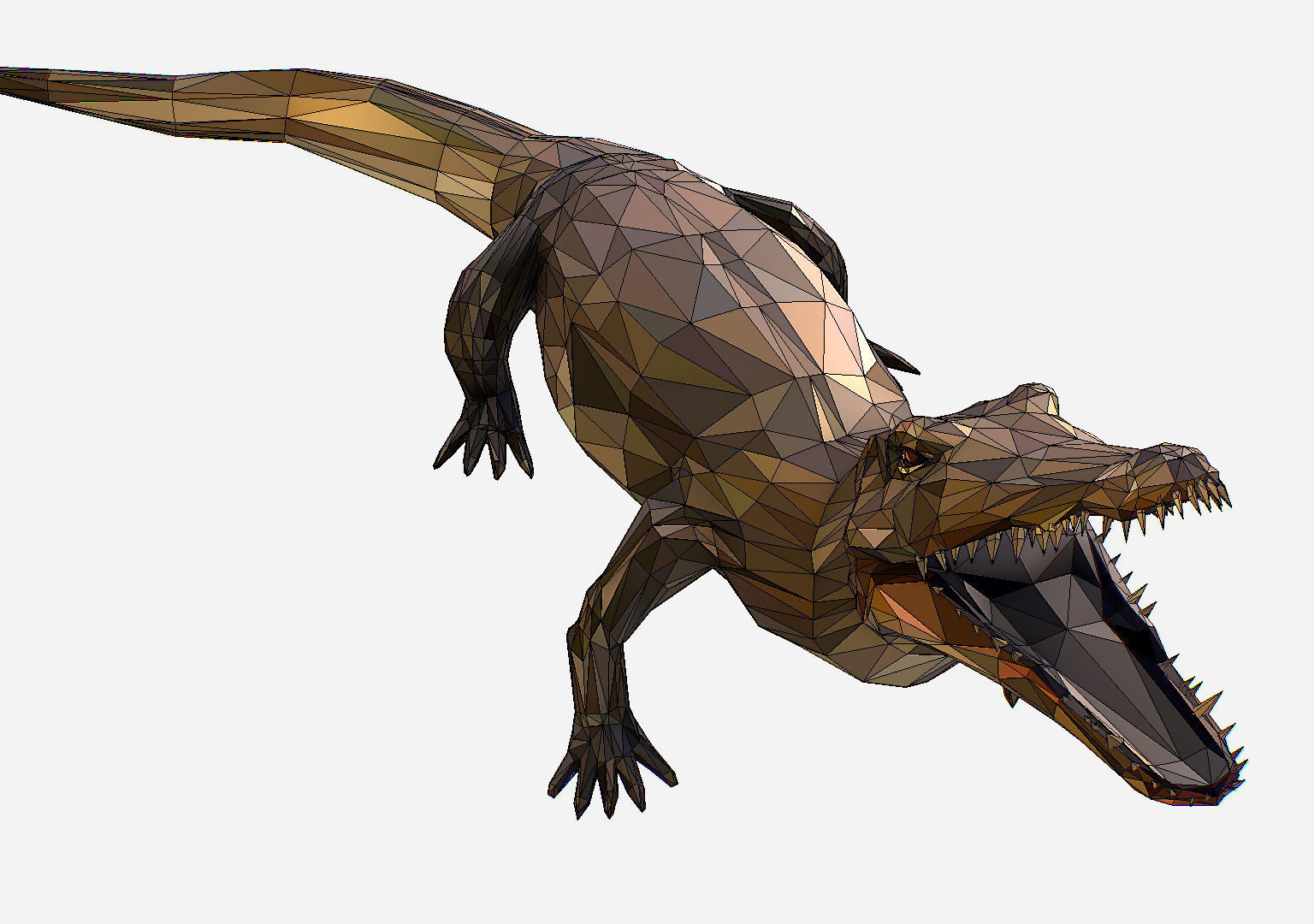 Animated Animal Low Poly Art Crocodile Reptile Low-poly 3D model_30