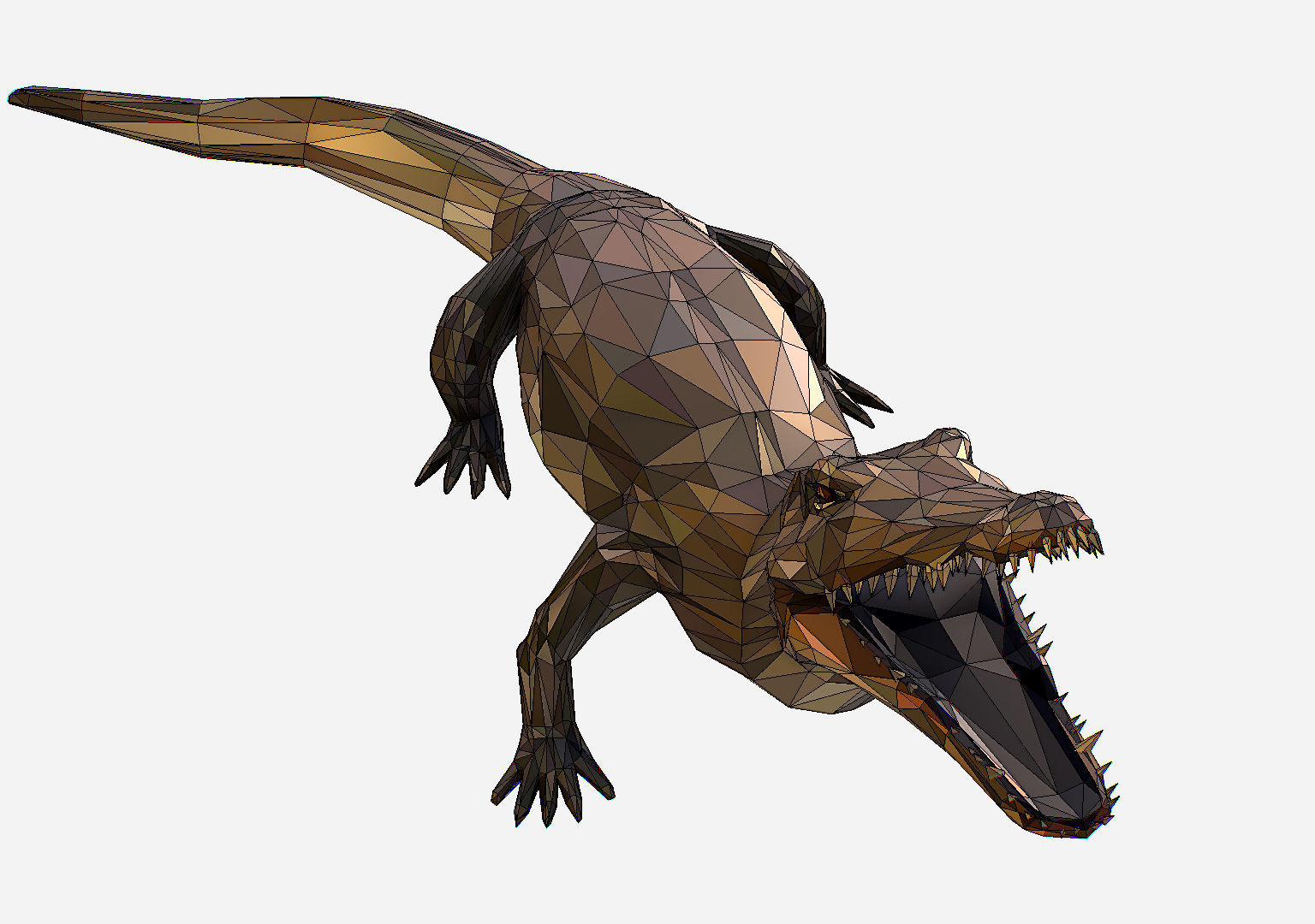 Animated Animal Low Poly Art Crocodile Reptile Low-poly 3D model_36