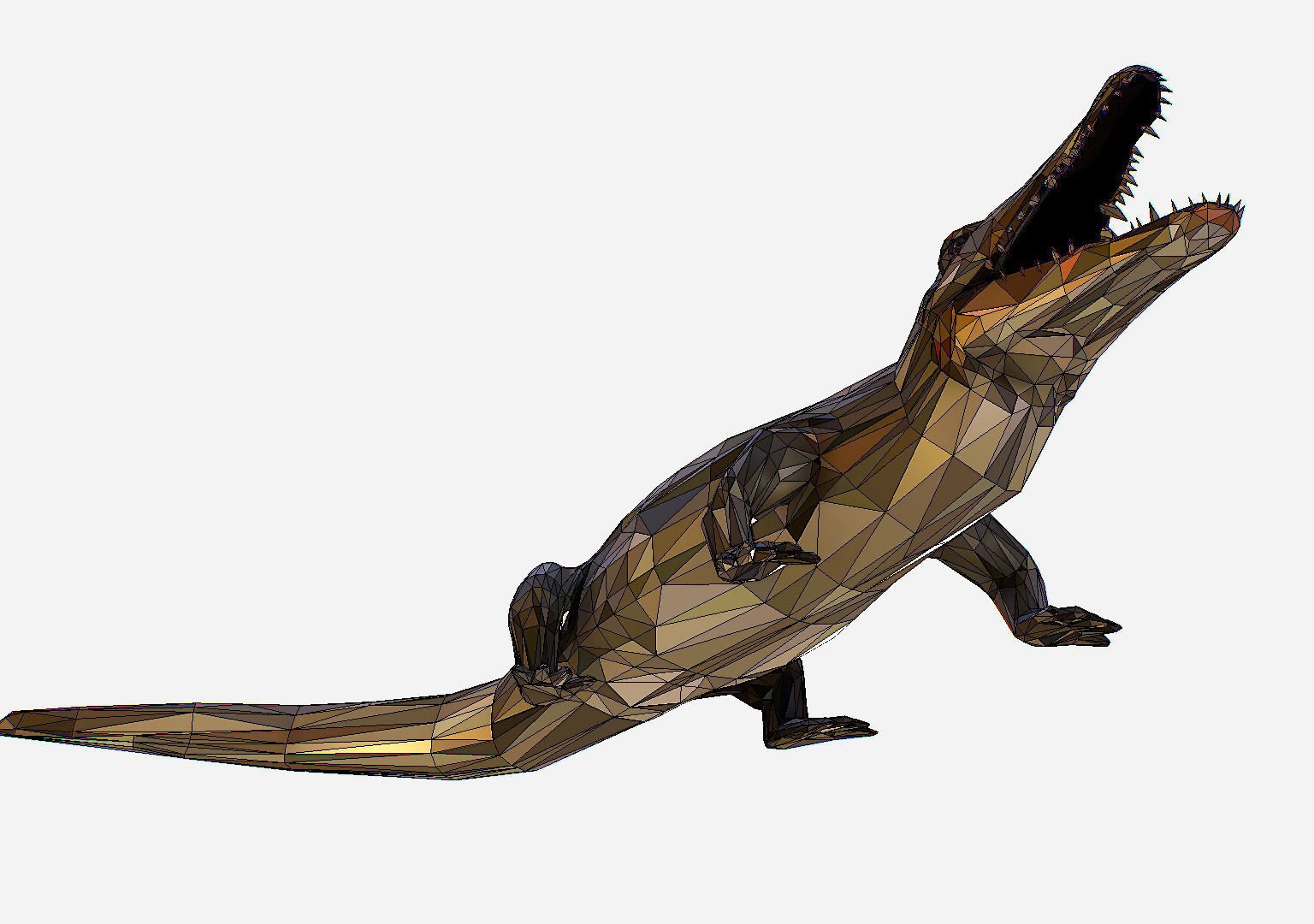 Animated Animal Low Poly Art Crocodile Reptile Low-poly 3D model_32