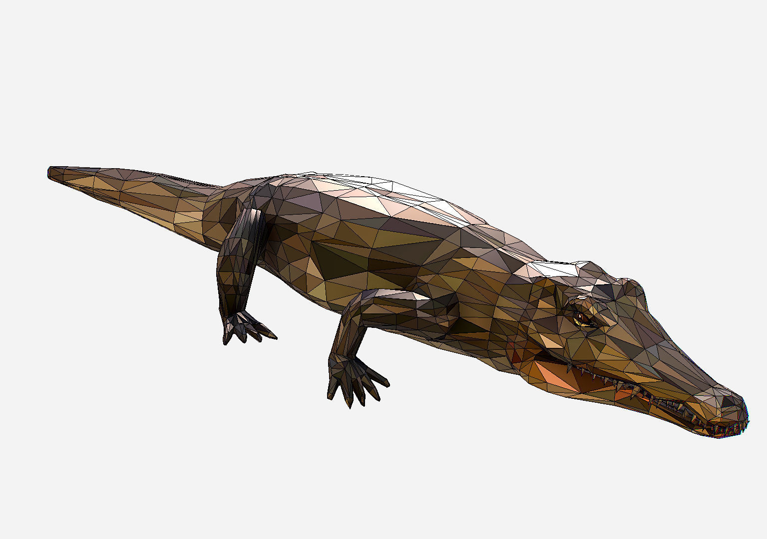 Animated Animal Low Poly Art Crocodile Reptile Low-poly 3D model_23