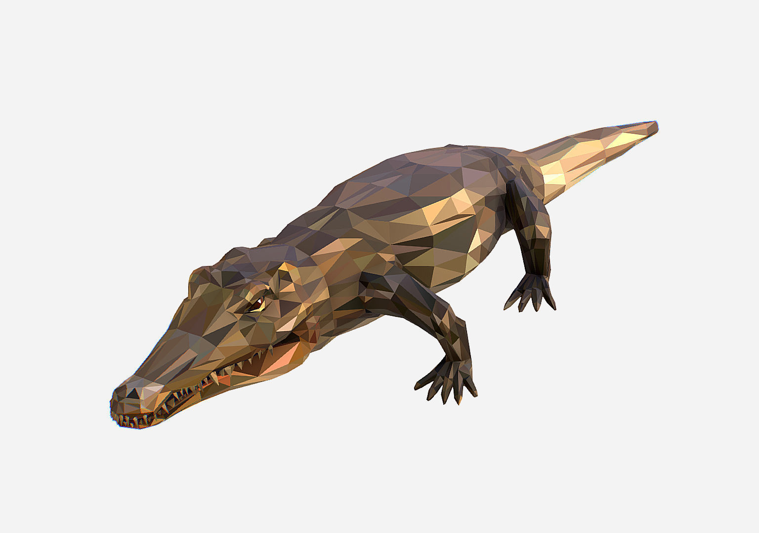 Animated Animal Low Poly Art Crocodile Reptile Low-poly 3D model_16
