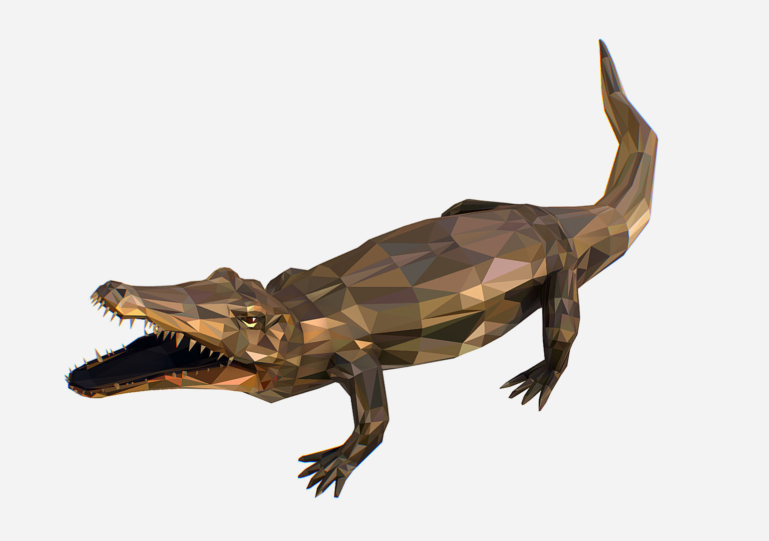 Animated Animal Low Poly Art Crocodile Reptile Low-poly 3D model_7
