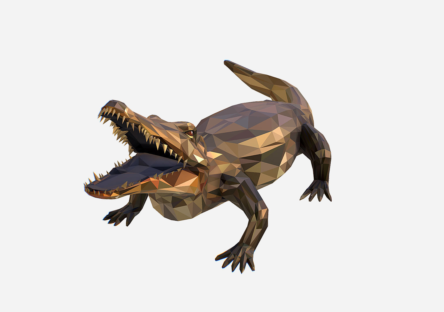 Animated Animal Low Poly Art Crocodile Reptile Low-poly 3D model_2