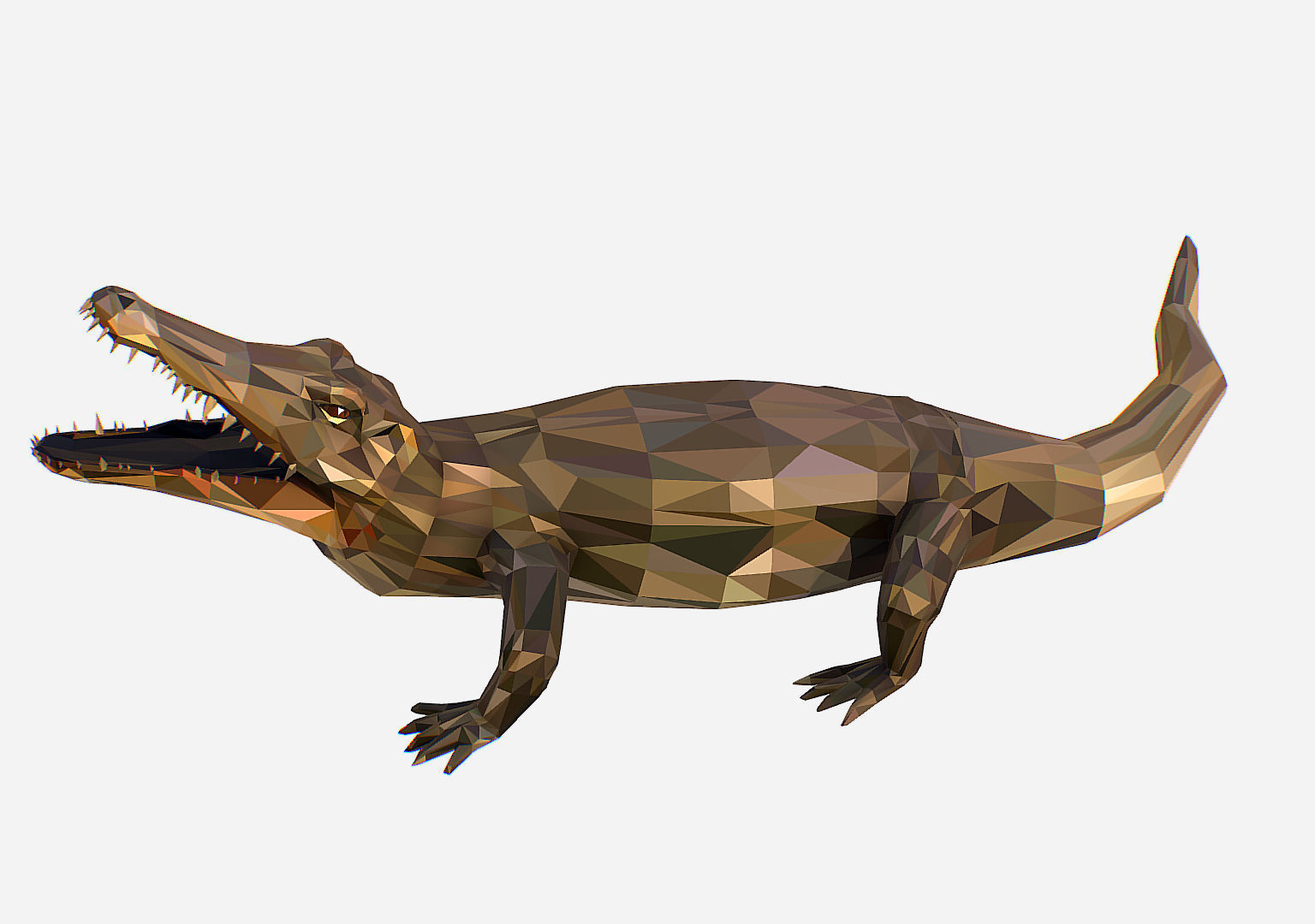 Animated Animal Low Poly Art Crocodile Reptile Low-poly 3D model_14