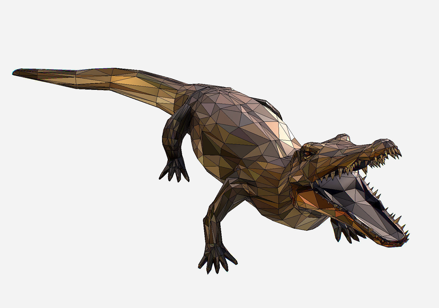 Animated Animal Low Poly Art Crocodile Reptile Low-poly 3D model_25
