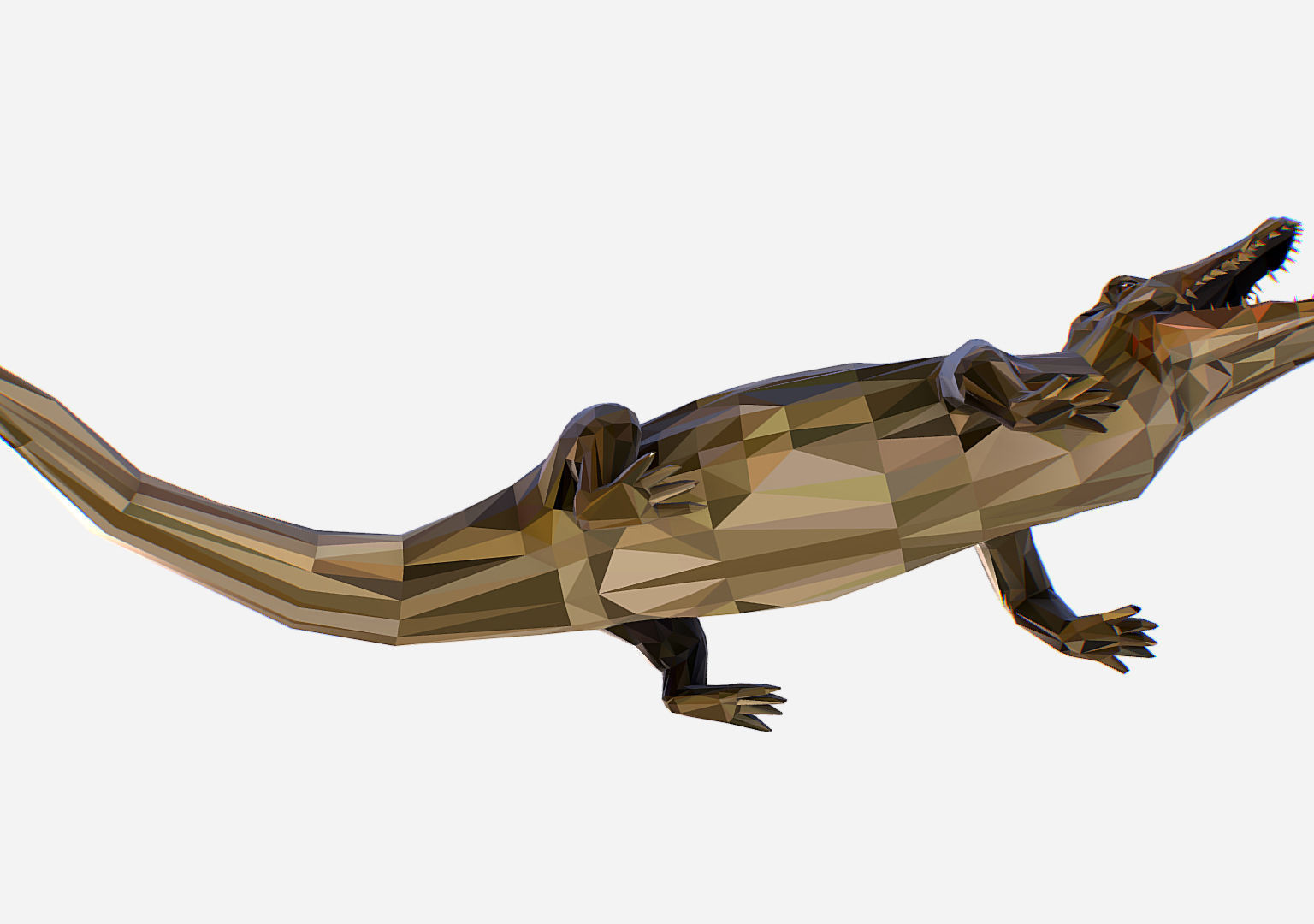 Animated Animal Low Poly Art Crocodile Reptile Low-poly 3D model_10