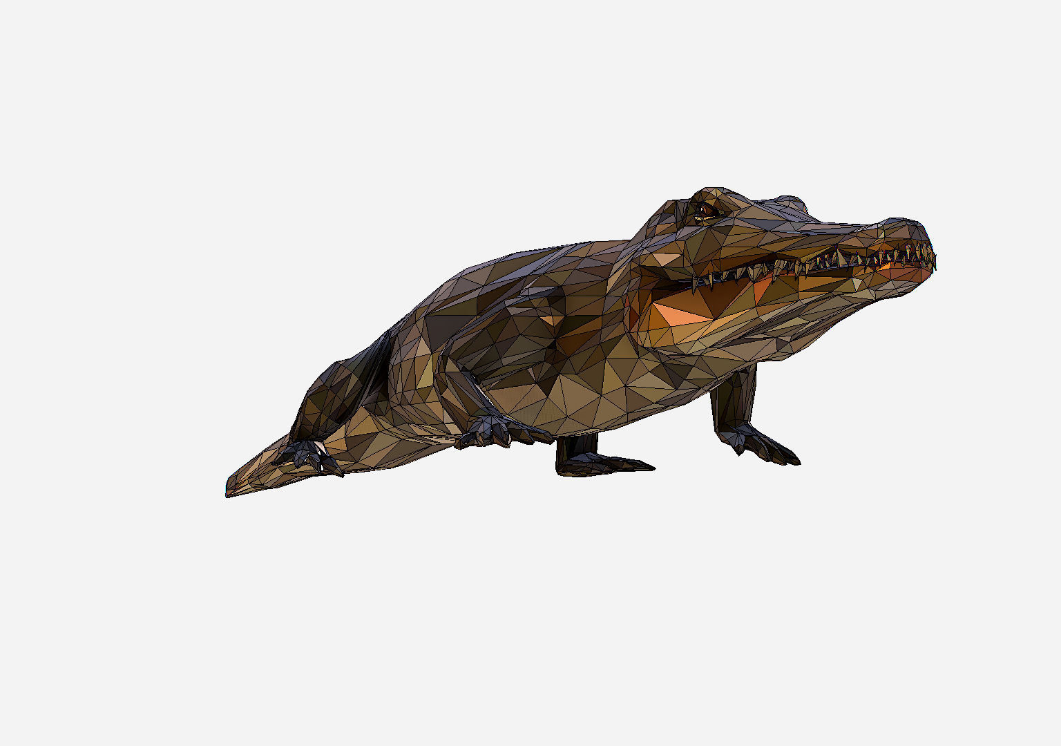 Animated Animal Low Poly Art Crocodile Reptile Low-poly 3D model_24