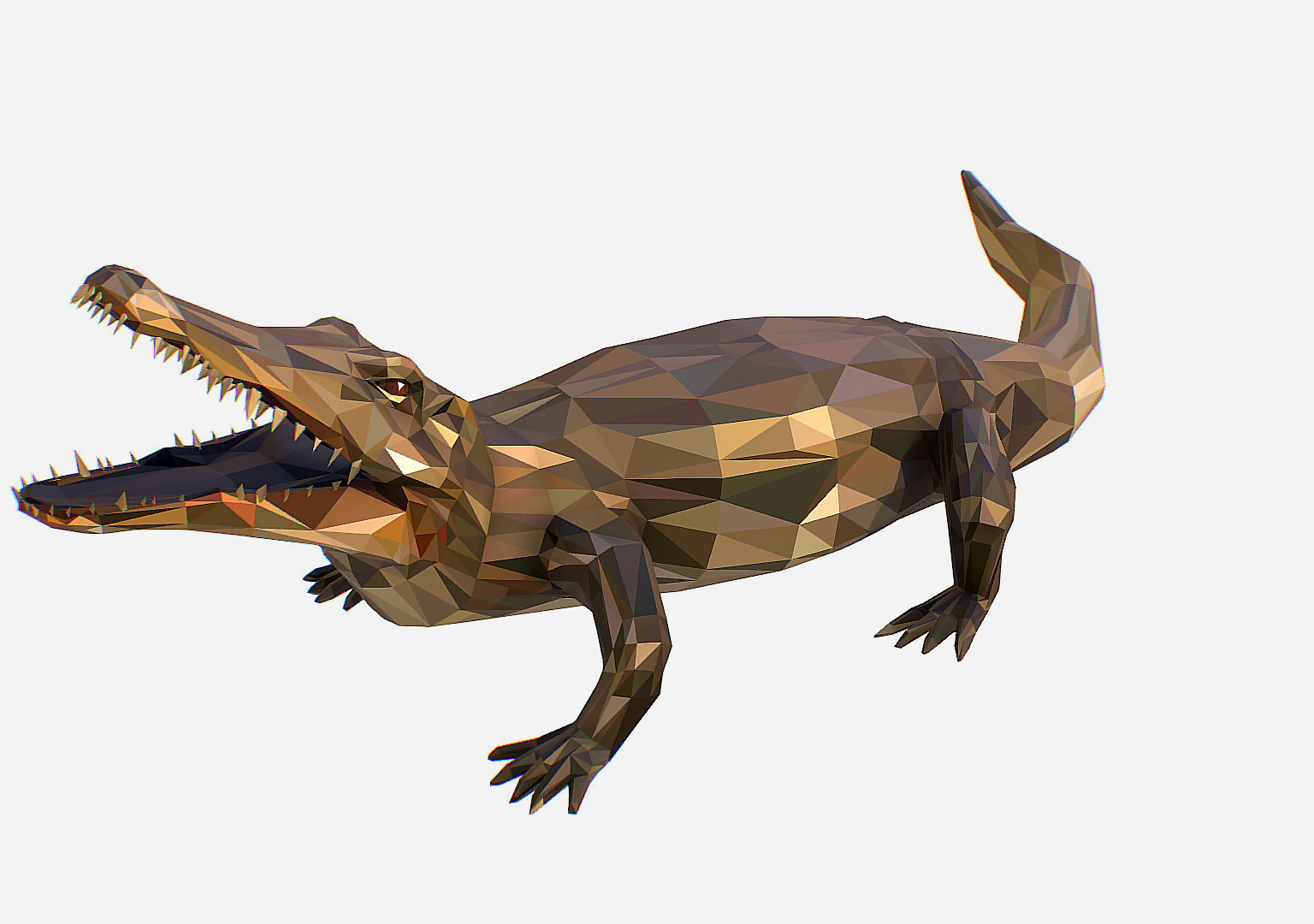 Animated Animal Low Poly Art Crocodile Reptile Low-poly 3D model_3