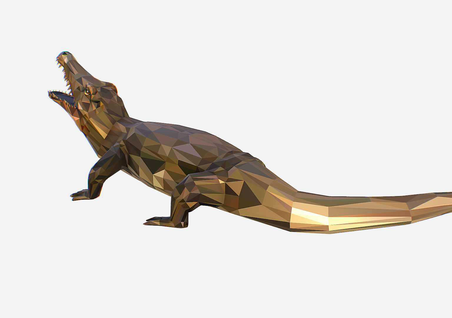 Animated Animal Low Poly Art Crocodile Reptile Low-poly 3D model_11