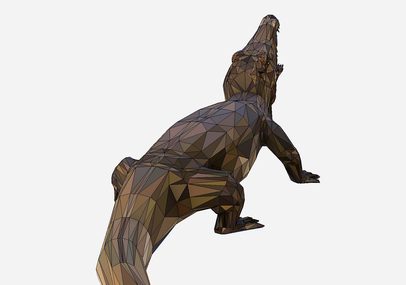Animated Animal Low Poly Art Crocodile Reptile Low-poly 3D model_37