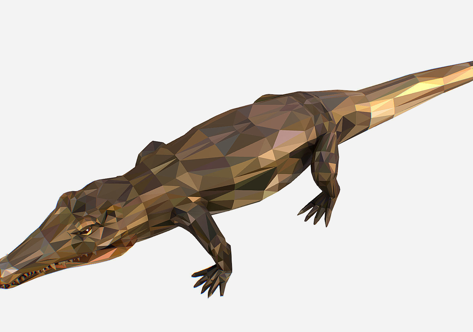 Animated Animal Low Poly Art Crocodile Reptile Low-poly 3D model_19