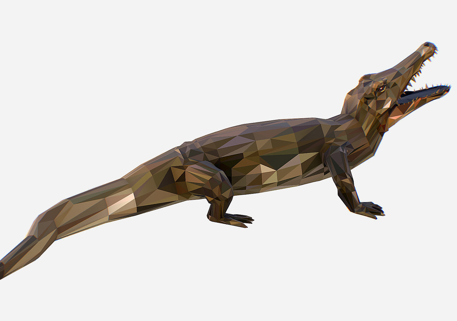 Animated Animal Low Poly Art Crocodile Reptile Low-poly 3D model_12