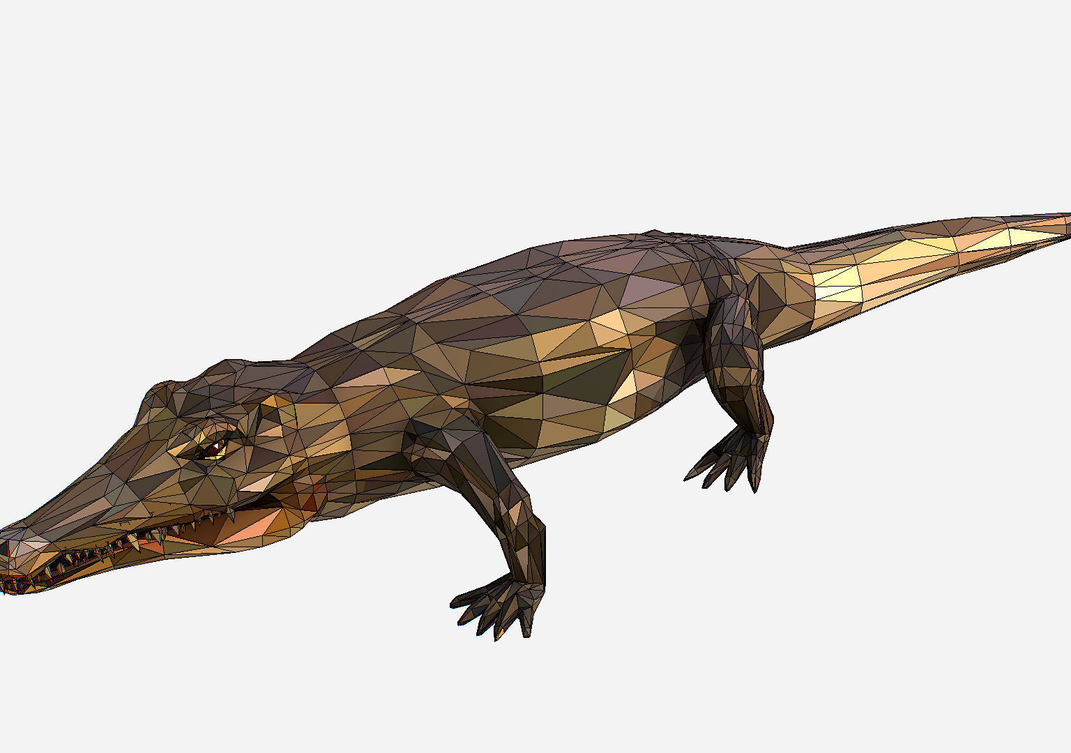 Animated Animal Low Poly Art Crocodile Reptile Low-poly 3D model_21