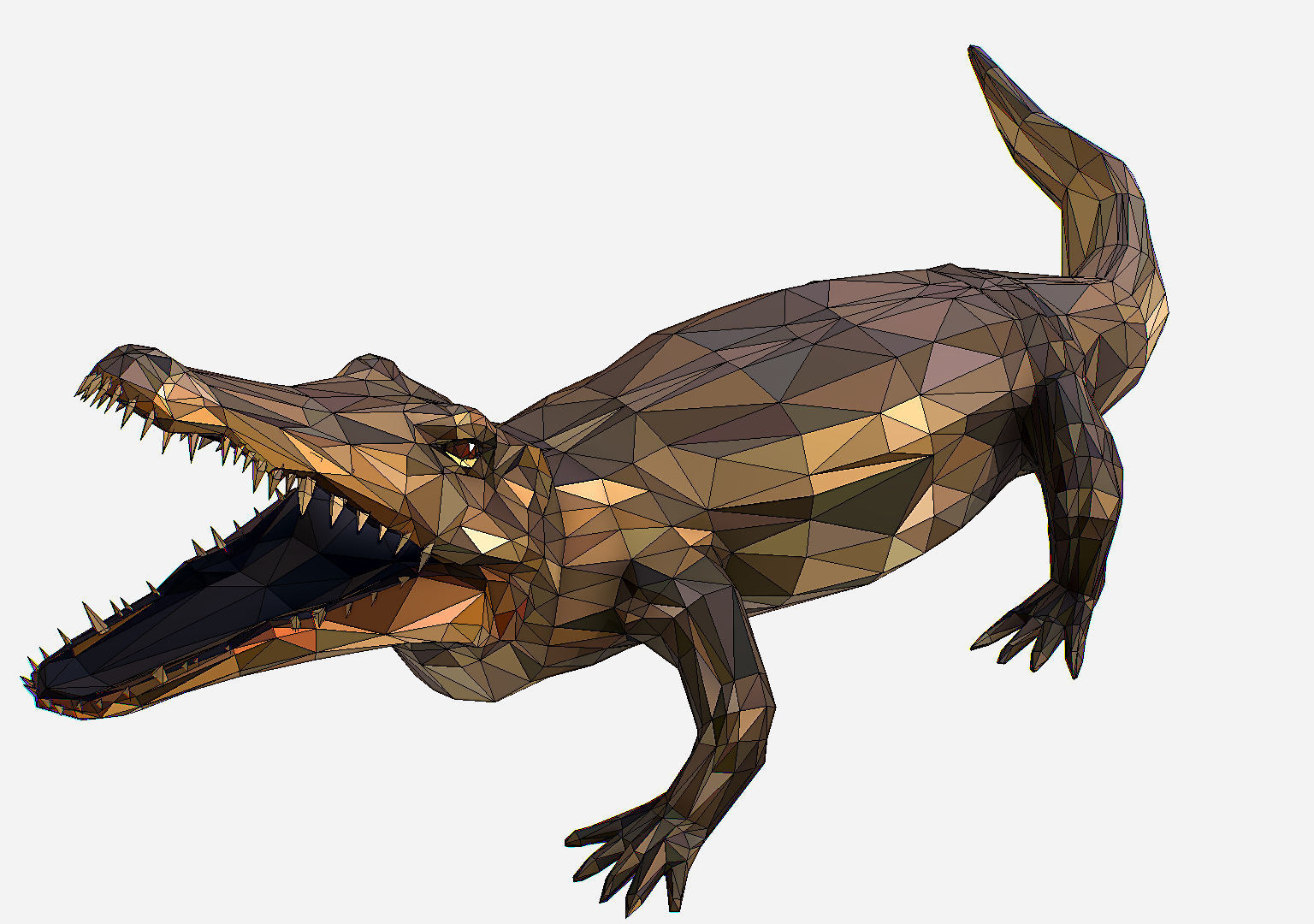 Animated Animal Low Poly Art Crocodile Reptile Low-poly 3D model_31