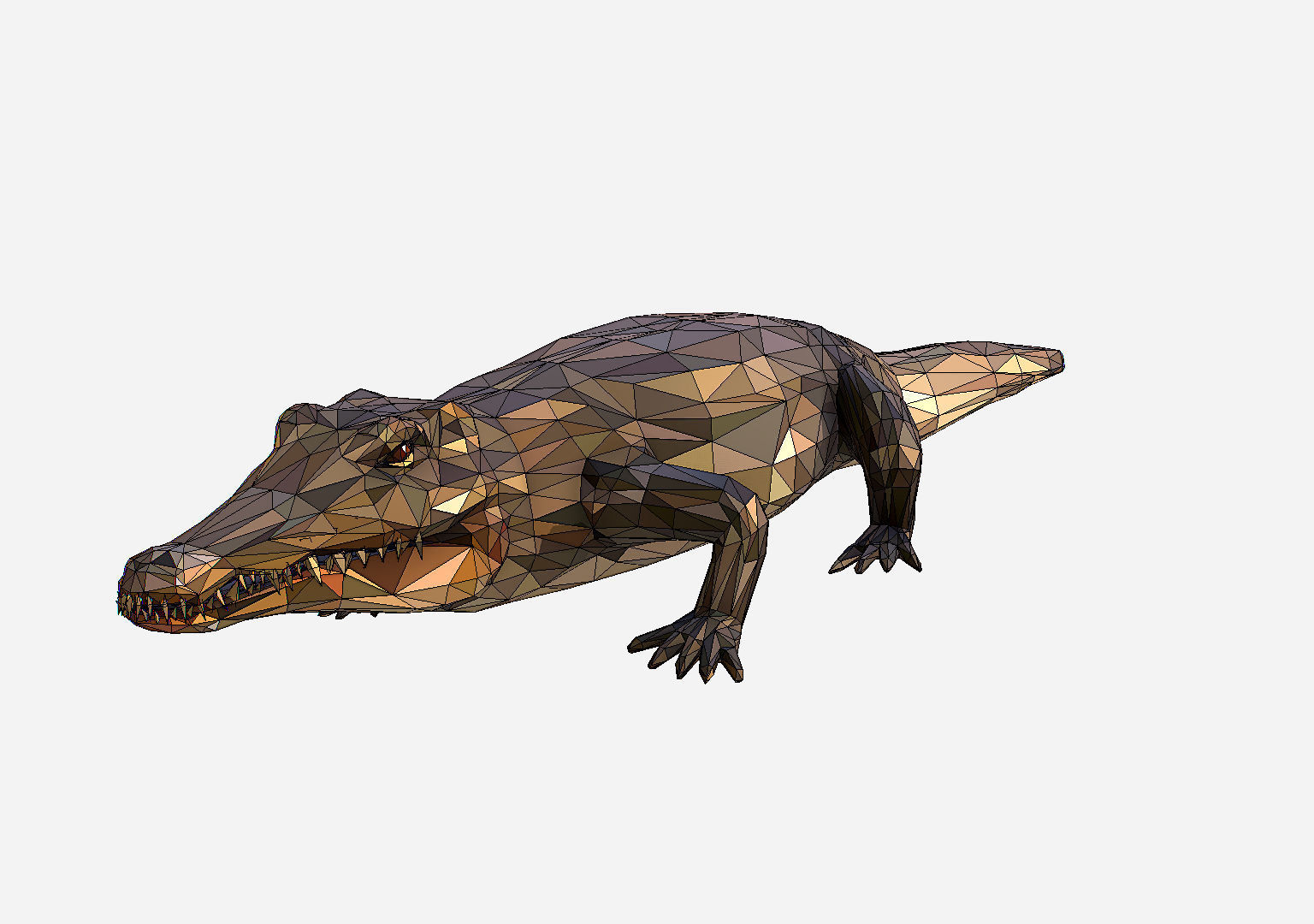 Animated Animal Low Poly Art Crocodile Reptile Low-poly 3D model_22