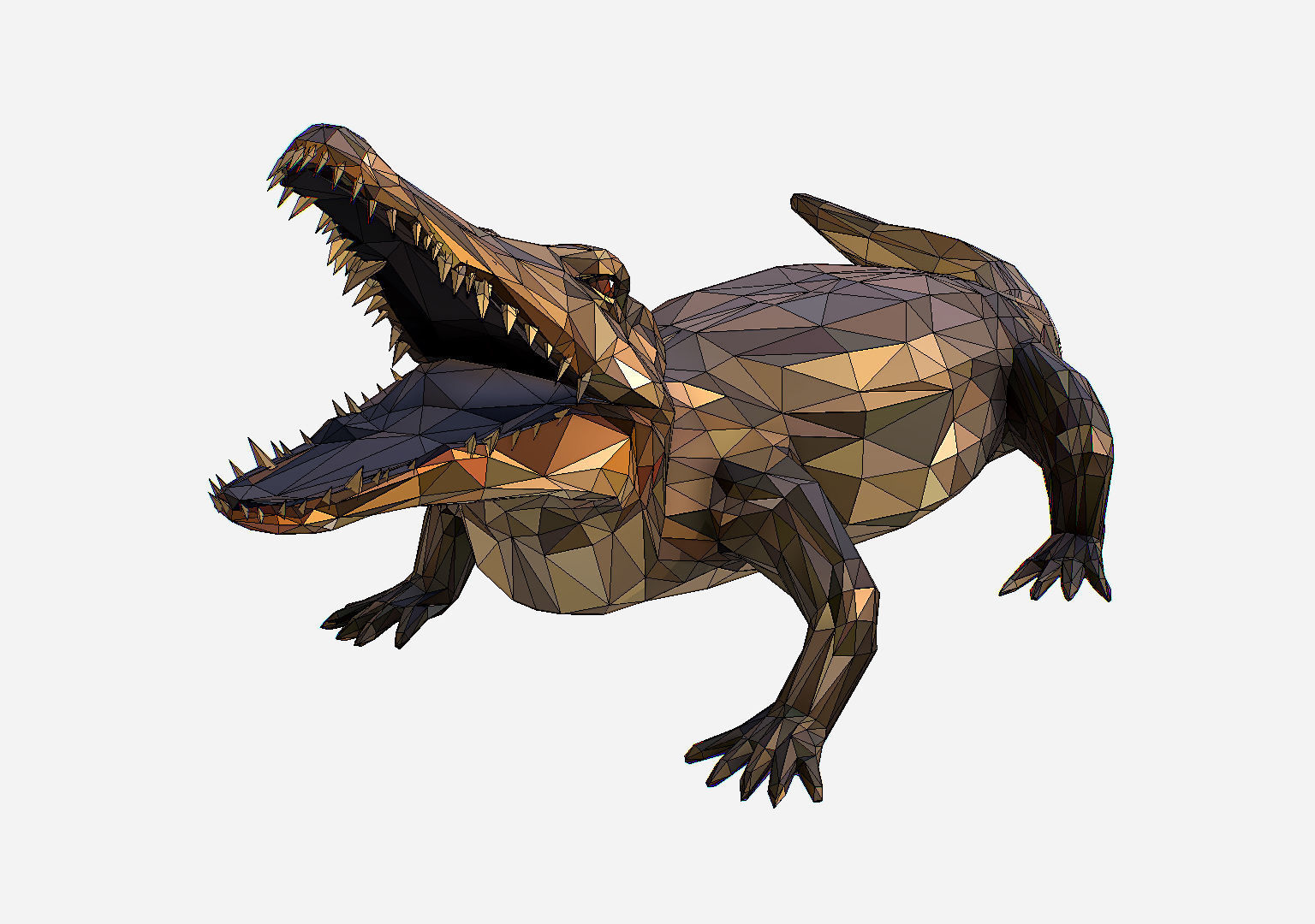 Animated Animal Low Poly Art Crocodile Reptile Low-poly 3D model_27