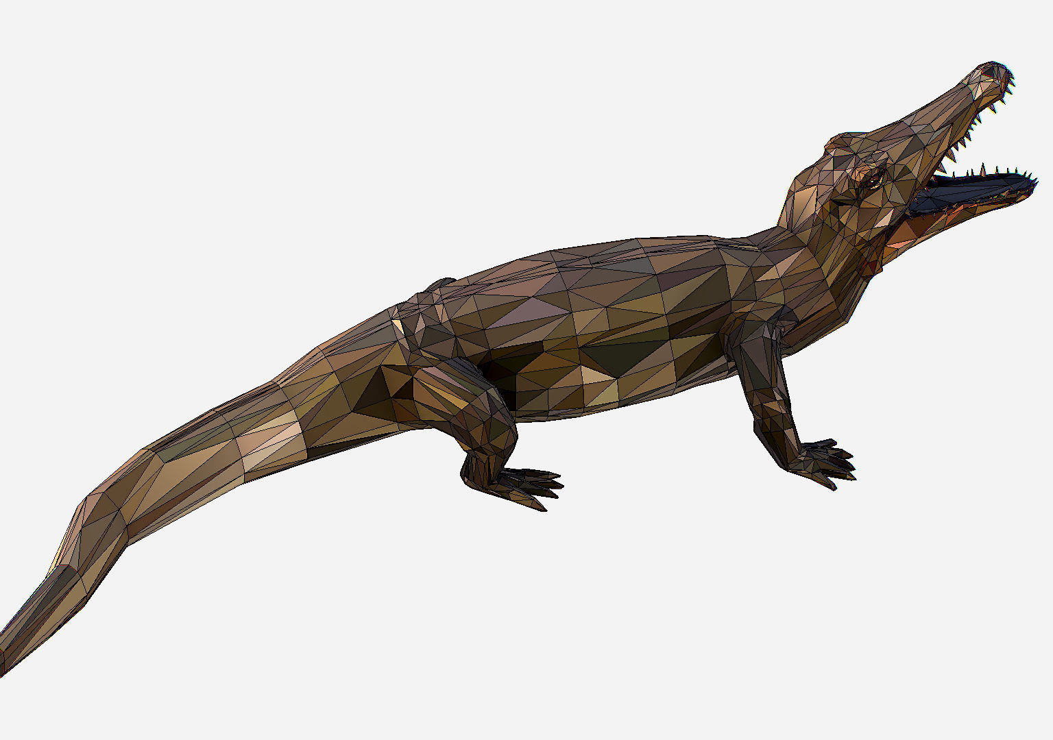 Animated Animal Low Poly Art Crocodile Reptile Low-poly 3D model_34