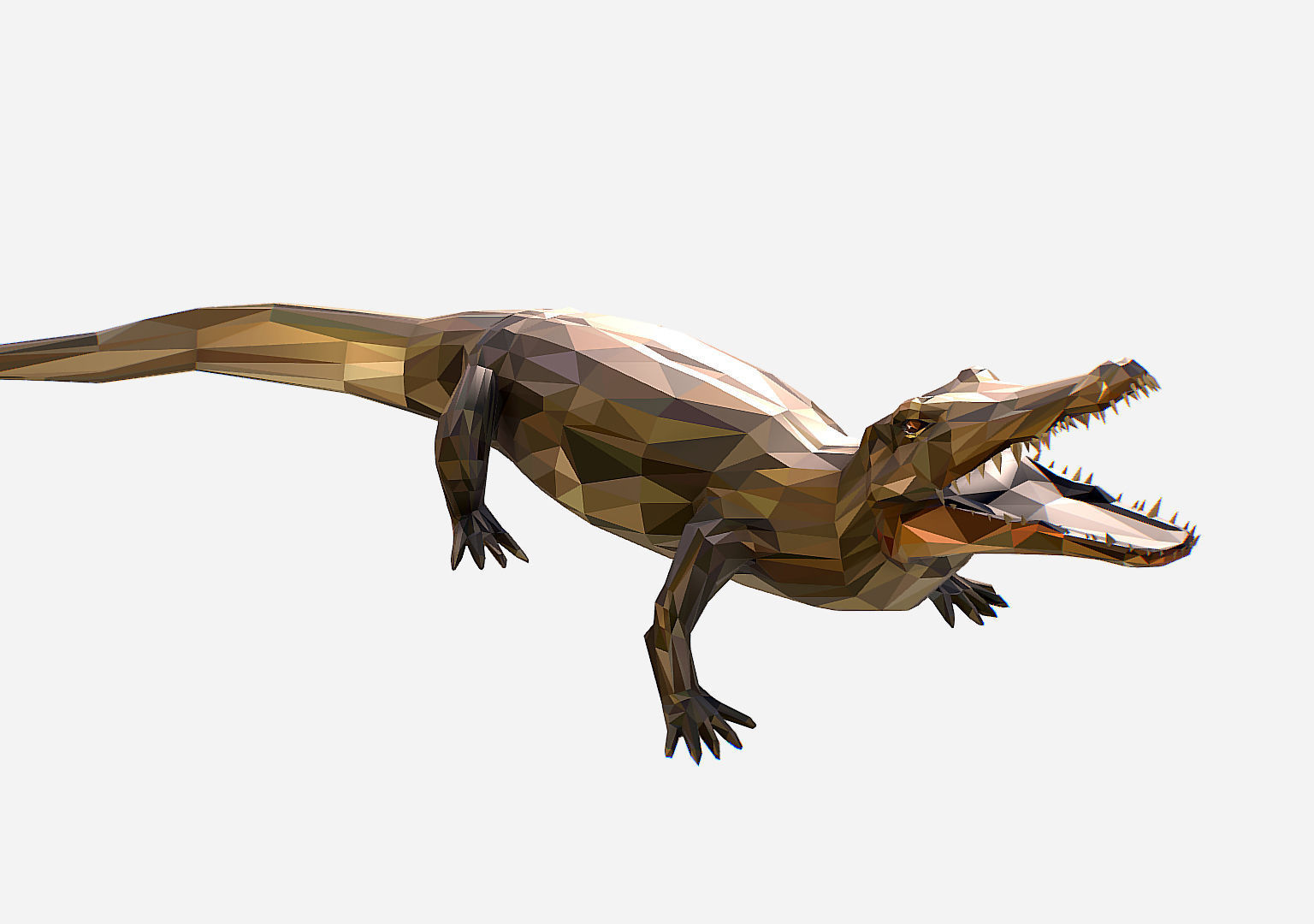 Animated Animal Low Poly Art Crocodile Reptile Low-poly 3D model_9