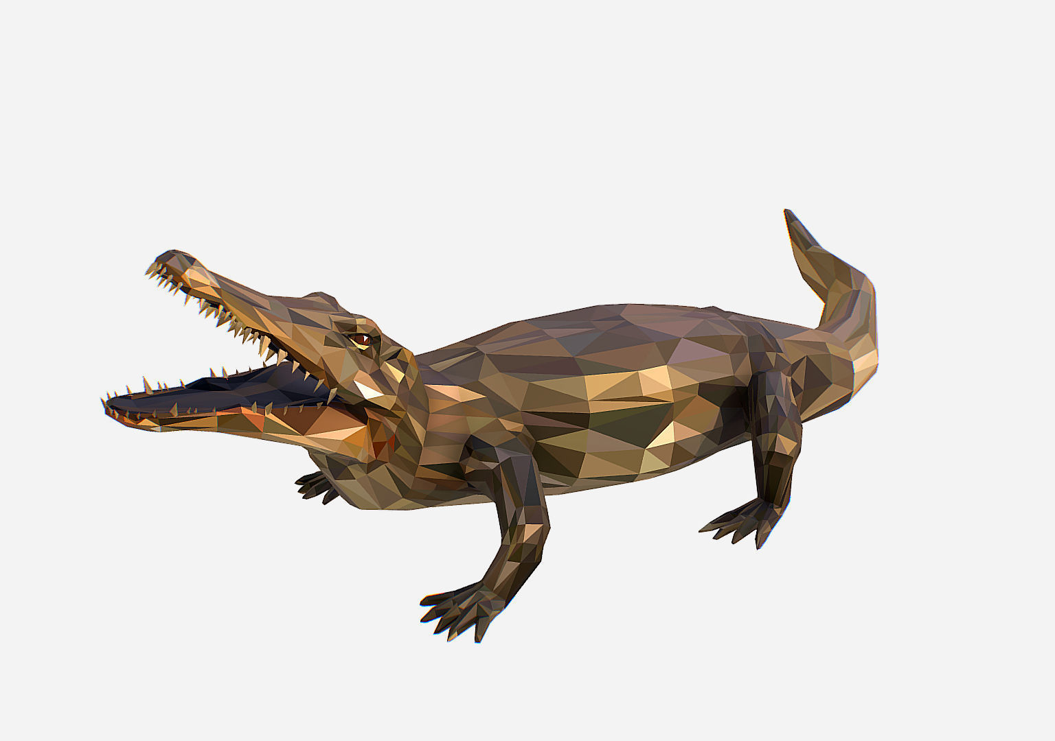Animated Animal Low Poly Art Crocodile Reptile Low-poly 3D model_6
