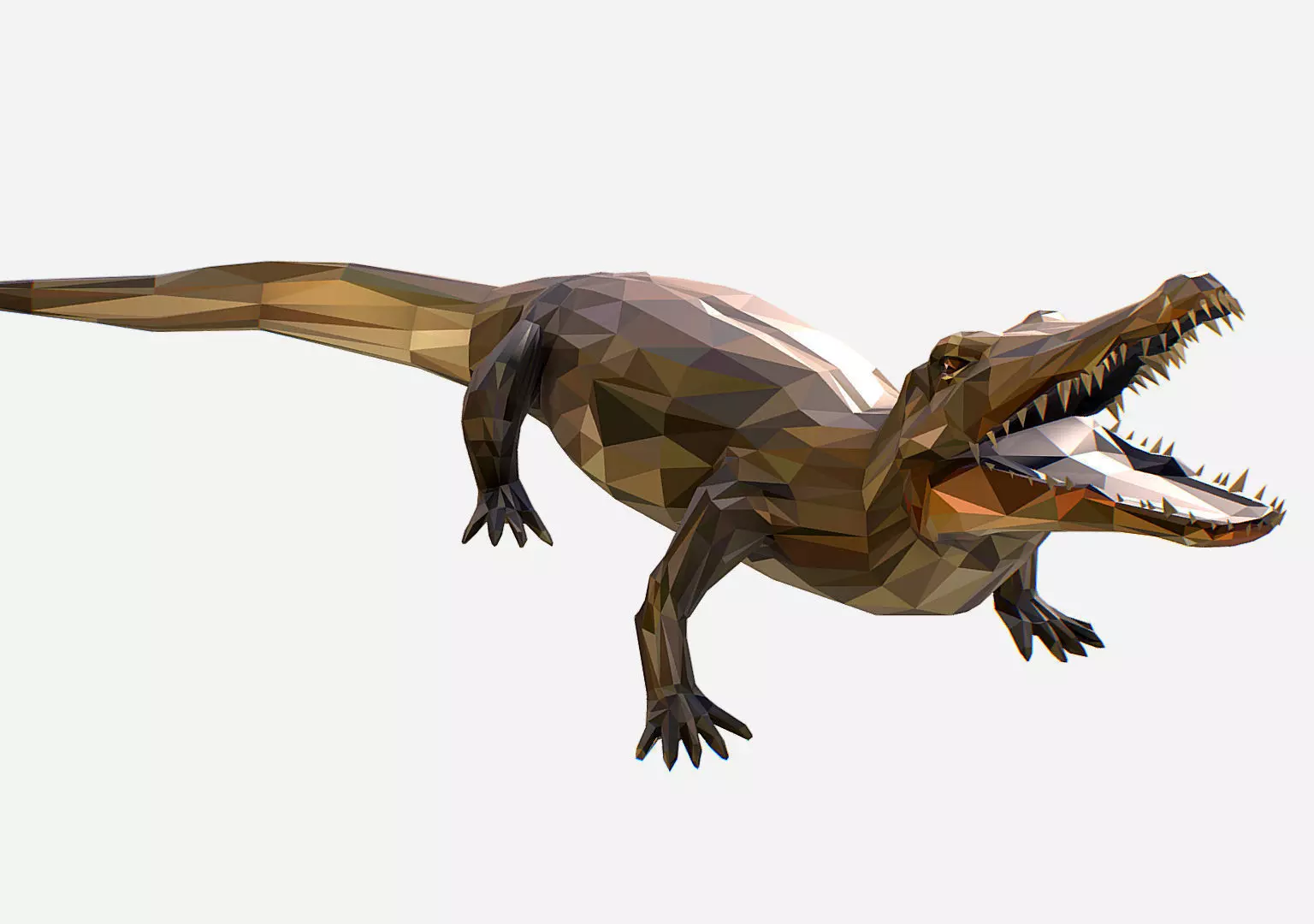 Animated Animal Low Poly Art Crocodile Reptile Low-poly 3D model_0