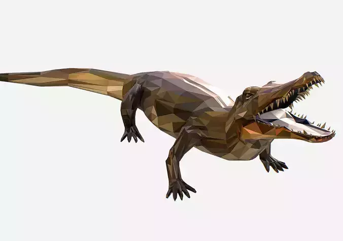 Animated Animal Low Poly Art Crocodile Reptile Low-poly 3D model
