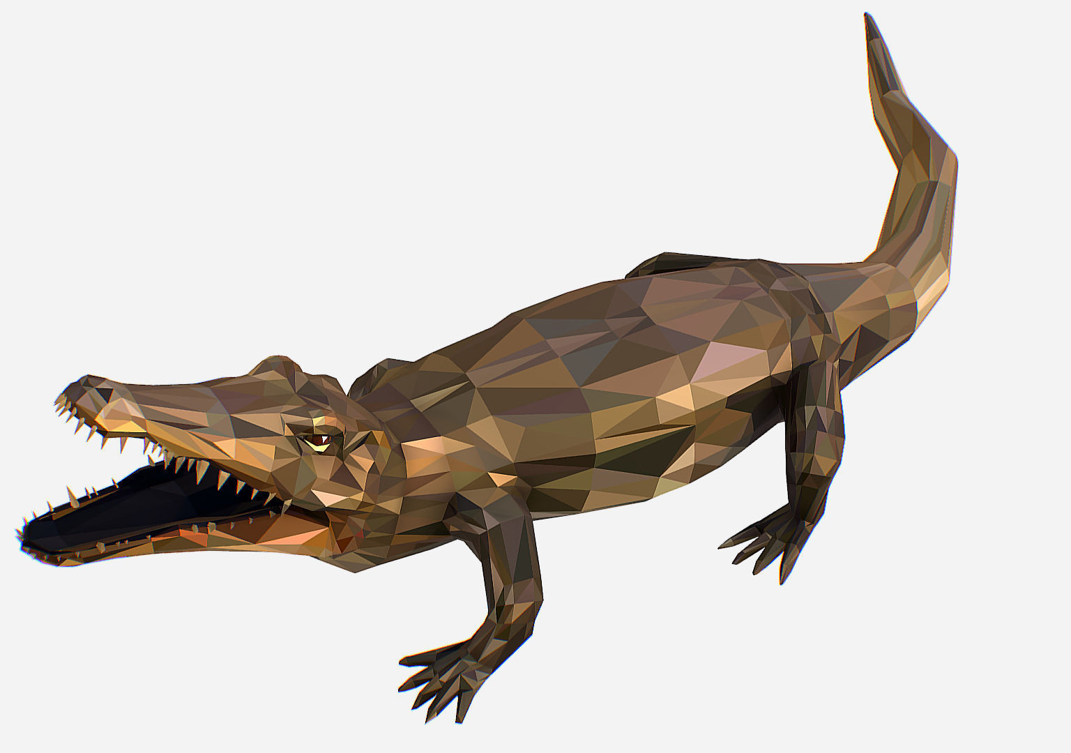 Animated Animal Low Poly Art Crocodile Reptile Low-poly 3D model_4