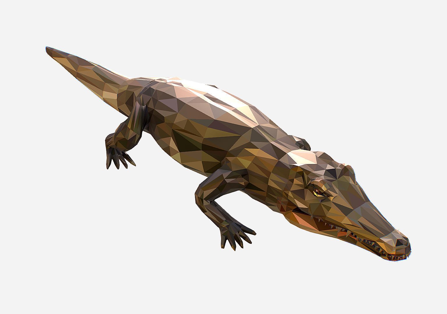 Animated Animal Low Poly Art Crocodile Reptile Low-poly 3D model_17