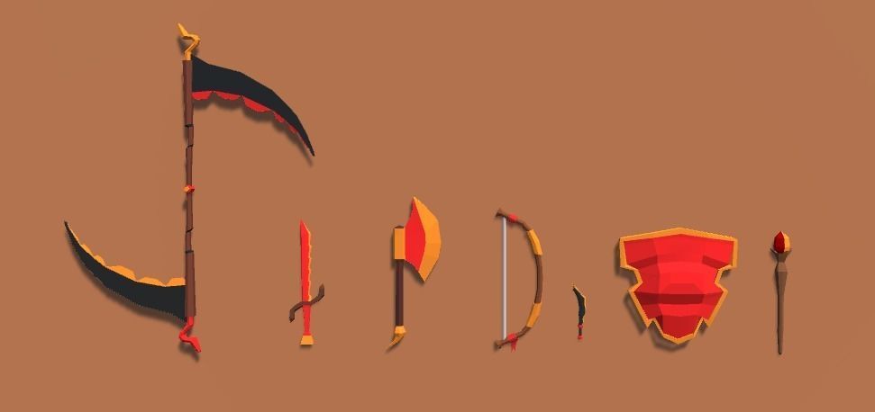 Lowpoly Weapons fantasy Low-poly 3D model_2