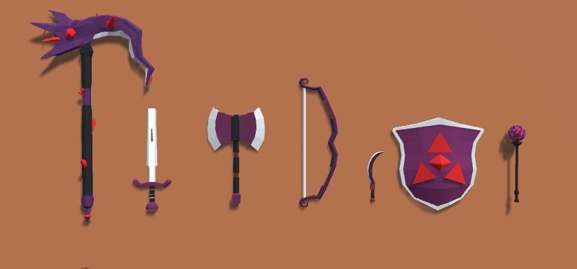 Lowpoly Weapons fantasy Low-poly 3D model_6