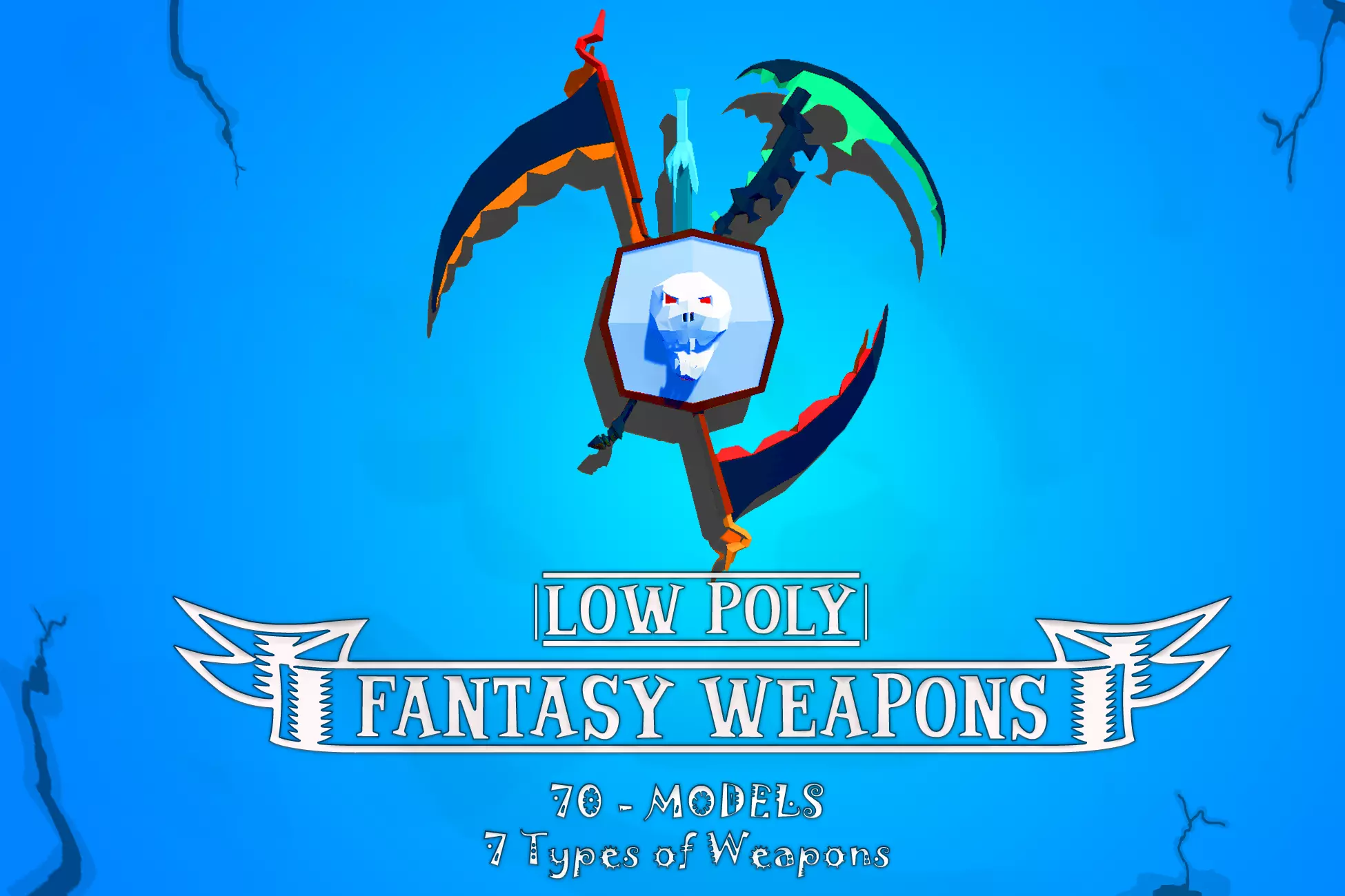 Lowpoly Weapons fantasy Low-poly 3D model_0