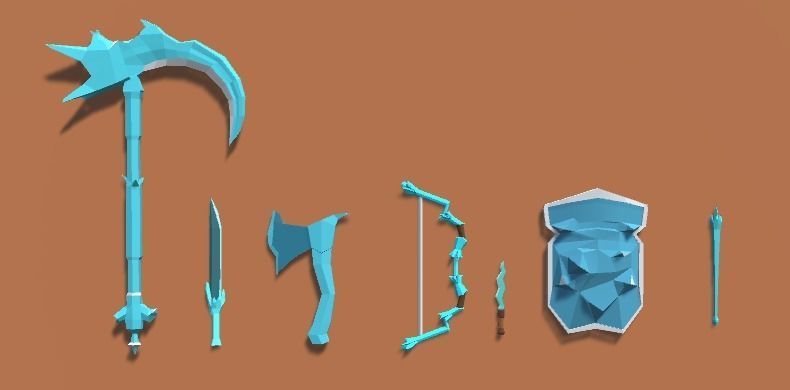 Lowpoly Weapons fantasy Low-poly 3D model_1