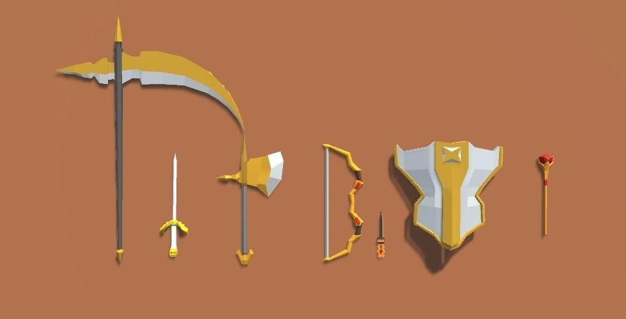 Lowpoly Weapons fantasy Low-poly 3D model_4