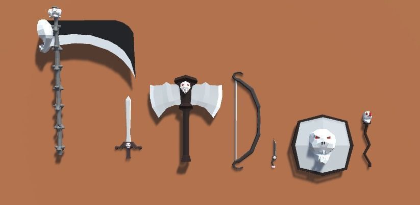 Lowpoly Weapons fantasy Low-poly 3D model_5