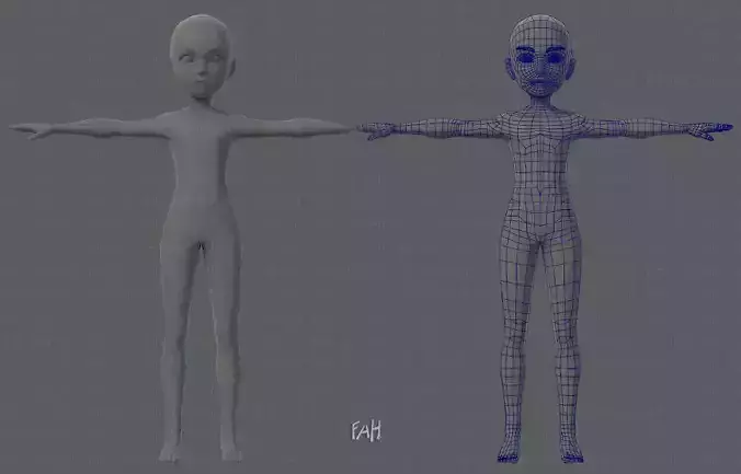 Base mesh man character V02 Low-poly 3D model
